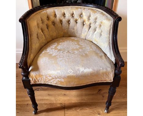 SMALL MAHOGANY FRAMED BUTTON BACK CHAIR

 
