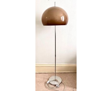 1970s STANDARD LAMP WITH MINK COLOURED GLASS SHADE USED CONDITION, NOT TESTED FOR WORKING