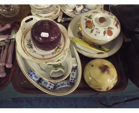 A Tray of Ceramics to include Onion Pot, Royal Worcester Evesham, Lemon Dish etc