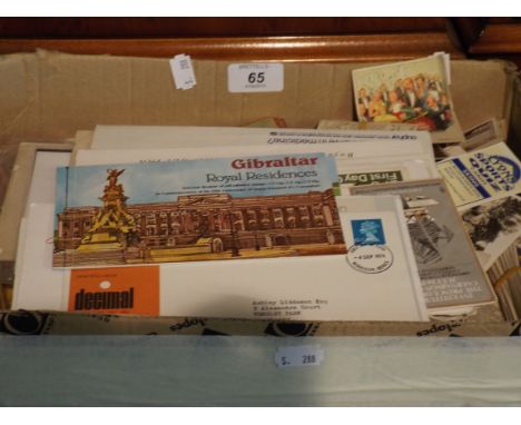 A Box containing First Day Covers, Cigarette Cards, Trading Cards etc 