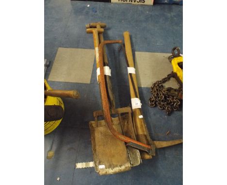 A Collection of Garden Tools including Pick Ace, Bushman Saw, Spade etc