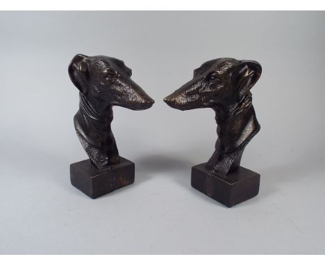 A Pair of Bronze Effect Cast Metal Greyhound Book Ends (item 34, plus VAT)