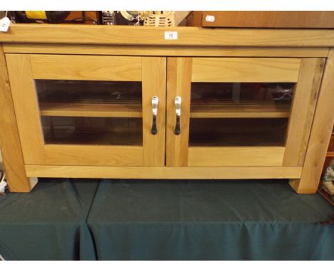 A Modern Light Oak Glazed Side Cabinet 