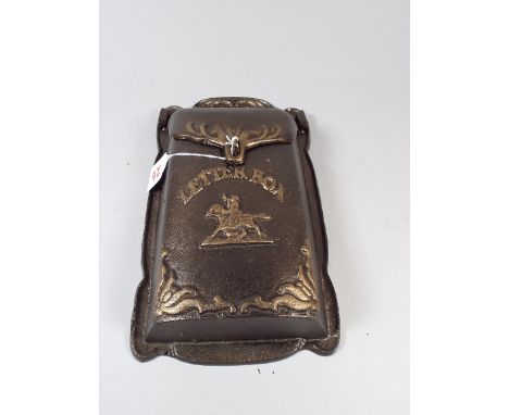 A Cast Metal Letter Box with Hinged Lid (item 26, plus VAT)