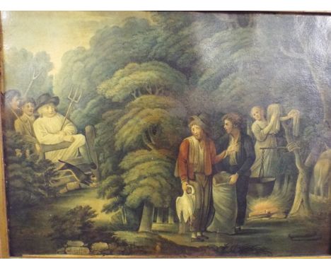 A Gilt Framed Print Depicting Farmers Confronting Gypsies 