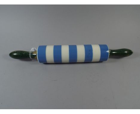 A Blue and White Ceramic Rolling Pin by TG Green 