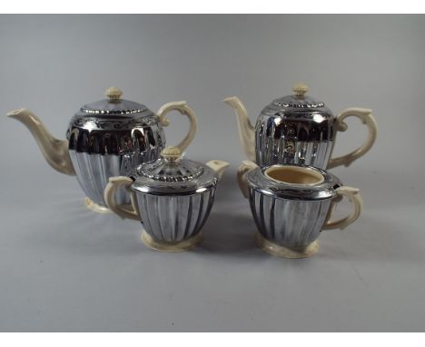 A Four Piece Chrome and Ceramic Tea Service By Heatmaster, The Regent