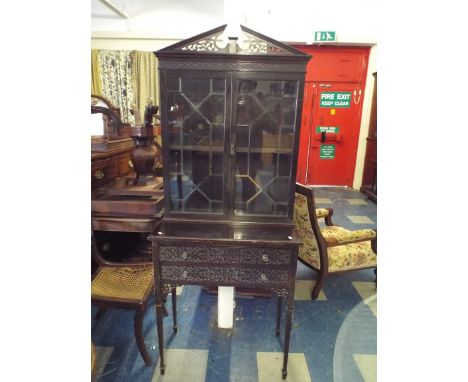 A Chippendale Style Astragal Glazed Silver Cabinet with Two Base Drawers (For Restoration)