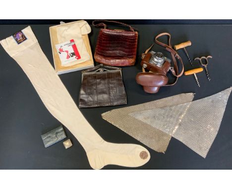 Fashion &amp; Textiles - a pair of Swanicote Sublime pure silk stocking, original packaging;  Voigtlander Vitomatic II camera