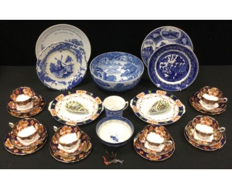 A Royal Albert Heirloom pattern six setting tea set;  Copeland Spode Italian bowl ;  plates etc 