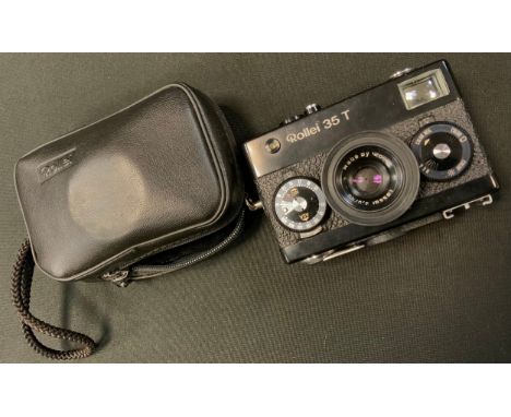 A Rollei 35 T Tessar f/3.5 40mm camera, with original Rollei soft case. 