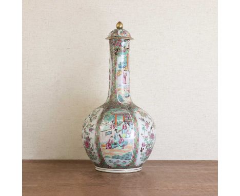 A Chinese Canton famille rose vase,19th century, the globular body rising from a circular foot to a straight neck, painted wi