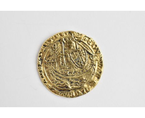 Edward III (1327-1377) 'Fourth Coinage' (1351-77), Treaty period (1361-969) half noble, Calais, King with sword and shield, f