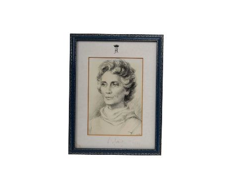 H.R.H. Princess Alice Duchess of Gloucester, signed presentation portrait with crowned A cipher, signed in ink 'Alice 1989' i