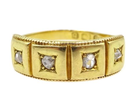 Victorian 18ct gold four stone diamond ring, Birmingham 1876 Condition Report 18ct gold approx 3.37gm, size I-J, 