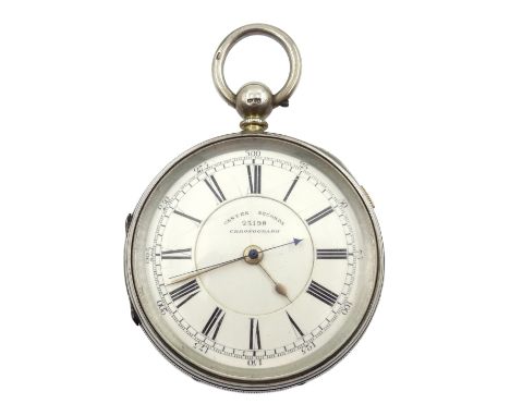 Victorian silver centre seconds chronograph pocket watch No. 23198, case by Alfred Gurney, Chester 1890