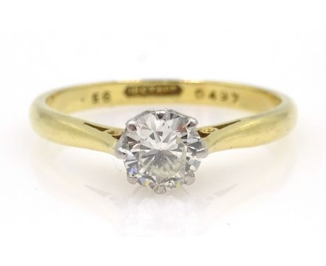 Gold single stone diamond ring stamped 18ct Plat, diamond 0.56 carat Condition Report With copy of insurance valuation, appro