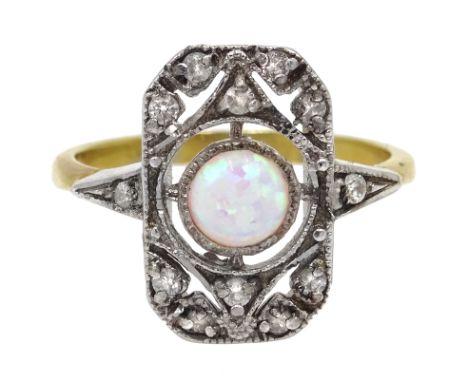 Silver-gilt opal ring, stamped SIL