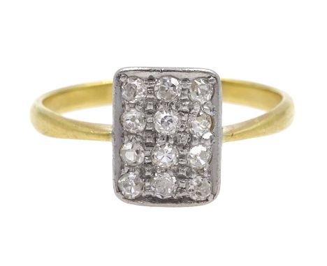 Art Deco diamond panel ring c.1920's, stamped 18ct Condition Report Approx 2.57gm, size P-Q, head size = 9.5mm x 7.5mm 
