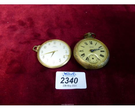 An Oris 7 jewel fob watch (working at time of lotting) and a Smiths pocket watch a/f.