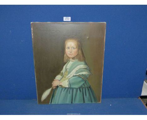A vintage Oil on canvas being a copy of a 17th century portrait.