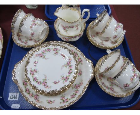Royal Albert 'Dimity Rose' Bone China Tea Service, twenty one pieces:- One Tray.