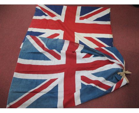 Two Vintage Union Jacks, one large, 80 x 110cm, one medium. (2)