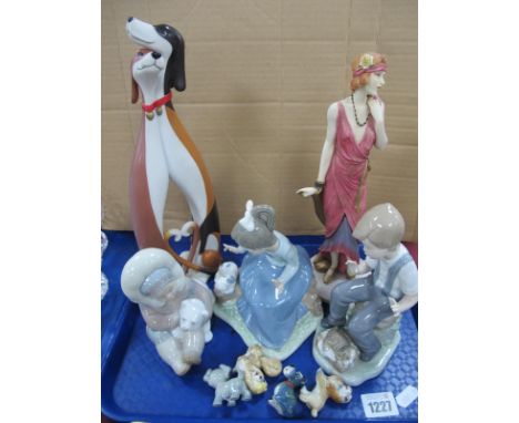 Lladro and Nao Figures, Border Fine Arts and Doulton resin examples, Wade Whimsies:- One Tray.