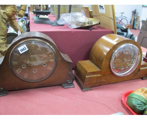 Bentima Westminster Chimes Mantle Clock, Smiths oak cased example. (2).