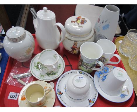 Shelley W12025 Cups and Saucer, another 2095 (cup cracked) Wedgwood coffee pot, Susie Cooper coffee cup and saucer, Yardley g