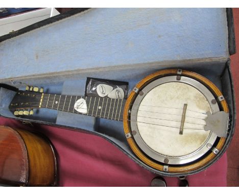 A XX Century Ukulele (cased) 55cms, together with Kev's Quickstart Finger Style Ukulele Book. Hal Leonard Ukelele chord finde