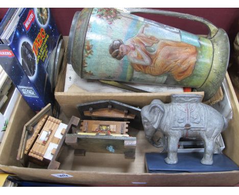 Victory 'V' TIn, Walker's Star Wars Tazos, Elephant money box, coins, Casio calculator, Meccano:- One Box.