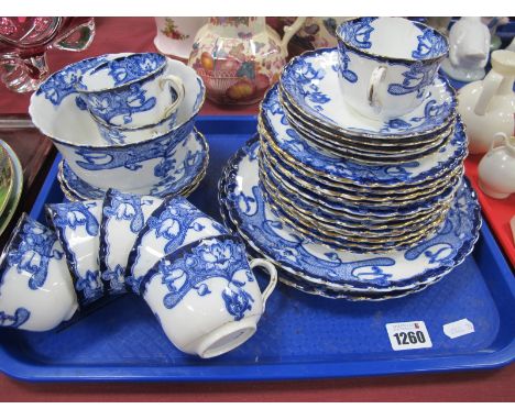 Art Nouveau Blue &amp; White China Tea Service, of thirty two pieces, red anchor mark.