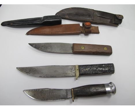 A Late XIX Century Prestman Sheffield Bowie/Hunting Style Knife, with engraved figure on blade, XIX Century Christopher Johns