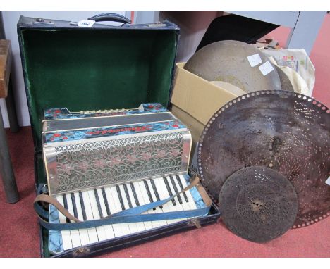 Francesco Modello Accordion, (cased), together with a box of polyphon discs, (2).