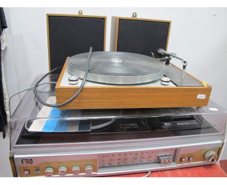 PYE 1604 Black Box Unit Audio, Record and Cassette Player, model 1604, together with  a Thorens Record Player and speakers. (