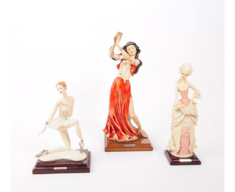 G Armani - Capodimonte - A collection of three vintage 20th century porcelain bisque figurines. Including a female ballet dan