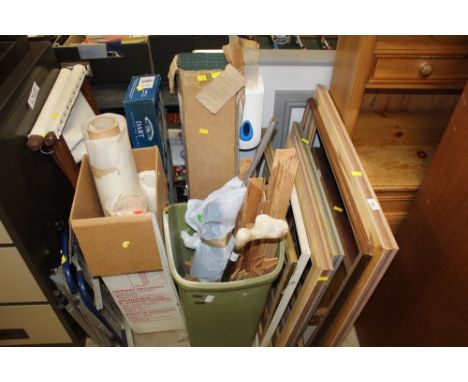 8 modern picture frames and large quantity of picture framing tools and materials