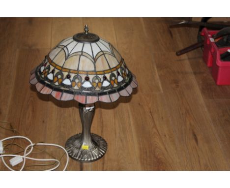 Modern Tiffany style table lamp with cast resin base