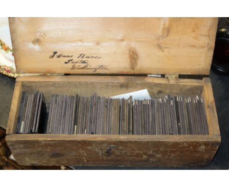 A pine box of miscellaneous lantern slides, mainly topographical, architectural etc ( unsorted)
