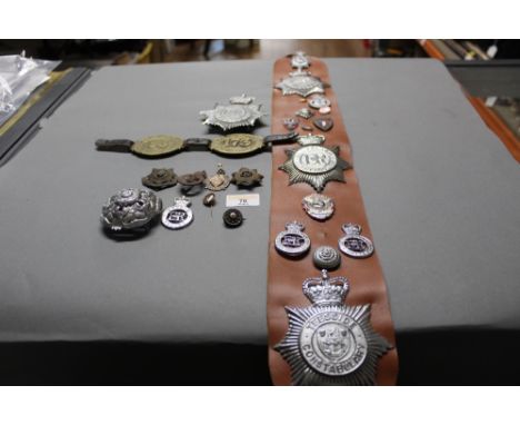 Selection of various UK police and army badges, some mounted