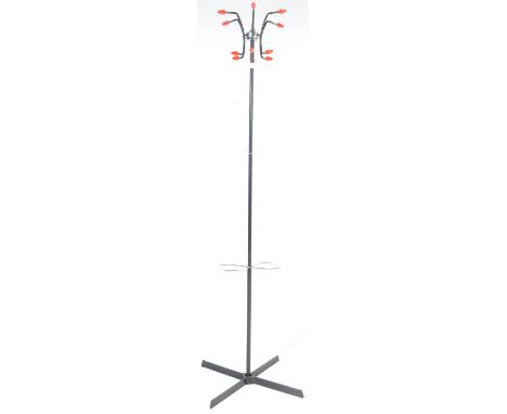 An retro vintage 1960's sputnik atomic space age hat &amp; coat stand of tubular metal construction having shaped red ball co