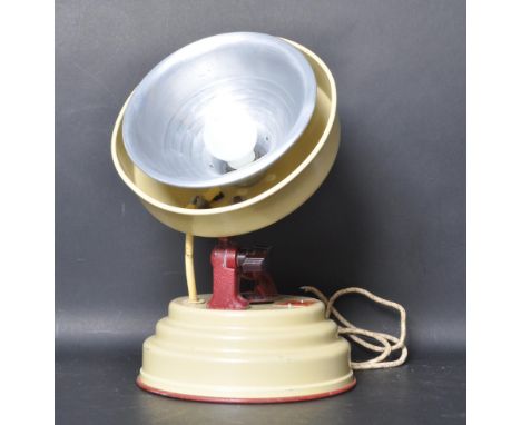 A vintage retro mid 20th century ' Health Master ' Barber ' ' heat lamp converted in a desk lamp. The lamp having conical sha