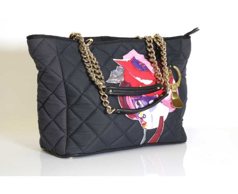 A Mulberry black Julie Verhoeven quilted shopper bag,gold tone hardware, chain and leather handles, zip top closure, with int