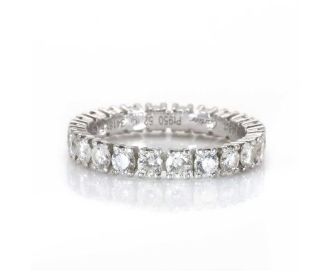 A platinum diamond set 'Destinee' full eternity ring, by Cartier, a line of round brilliant cut diamonds with a total weight 