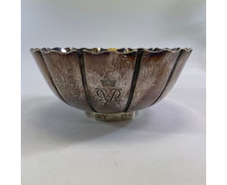 A silver Elizabeth II silver Wedding Anniversary bowl by Asprey &amp; Co.&nbsp; London 1972/73.&nbsp; 6cm tall, 16cm diameter