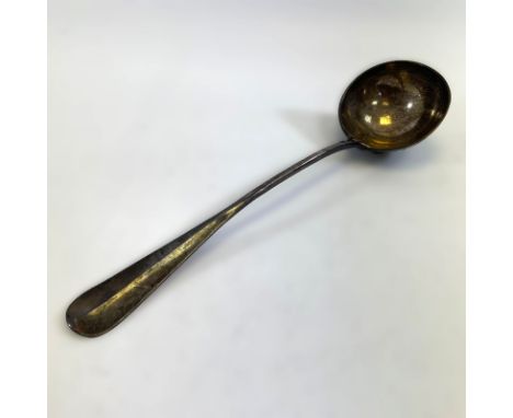 A silver rats tail ladle.&nbsp; London 1891/92.&nbsp; 35 cm long and approximately 304 grams.&nbsp; Engraving to the back.