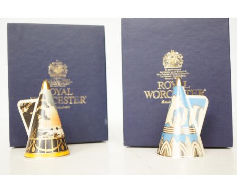 Royal Worcester morning river & blue glade candle snuffers with original boxes 