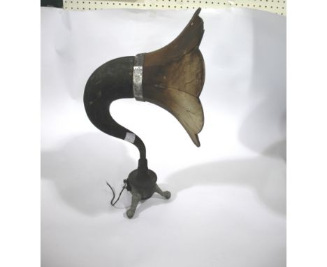 PATENT LOUD SPEAKER & HORN a Burn Dept metal patent loud speaker, and with a wooden horn. 