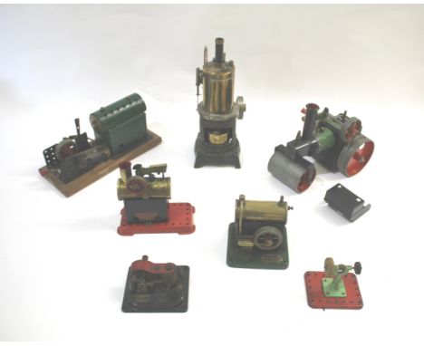 MODEL STEAM ENGINES including a Mamod Road Roller and small Model Engine, a vertical steam engine and horizontal steam engine